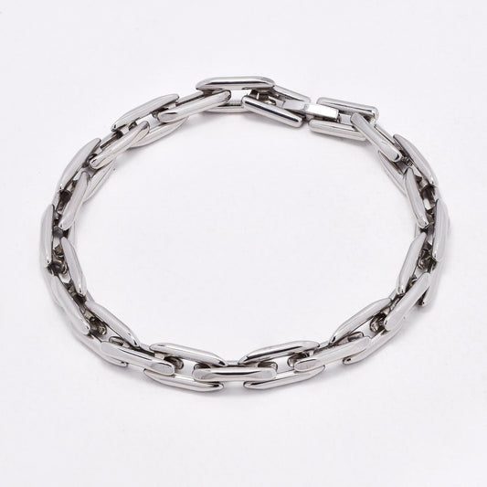 SSYB6573 - St Steel 21cm x 7mm thick link bracelet