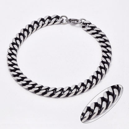 SSYB6575 - St Steel 21.5cm x 7mm oxidised curb bracelet