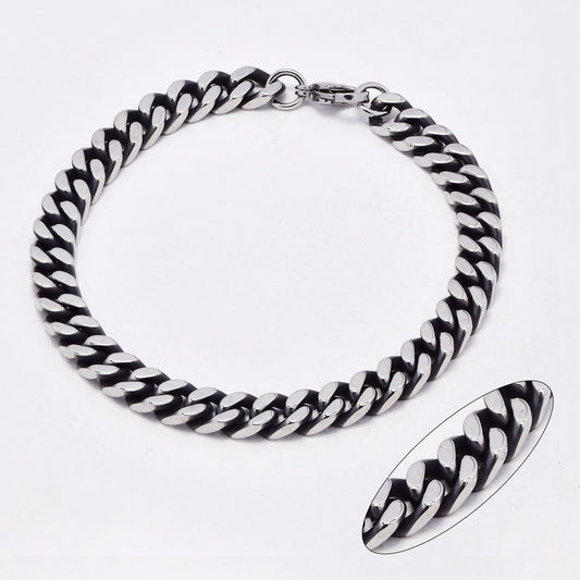 SSYB6575 - St Steel 21.5cm x 7mm oxidised curb bracelet