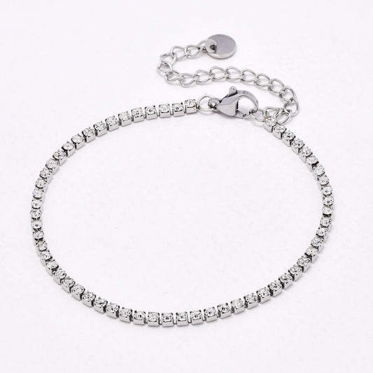 SSYB6623 - St Steel 16.5cm + 5cm x 2mm tennis bracelet