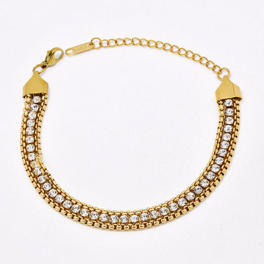 SSYB6652 - St Steel 17cm + 5cm rolo tennis bracelet