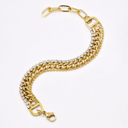 SSYB6653 - St Steel 17cm + 5cm multi link tennis bracelet