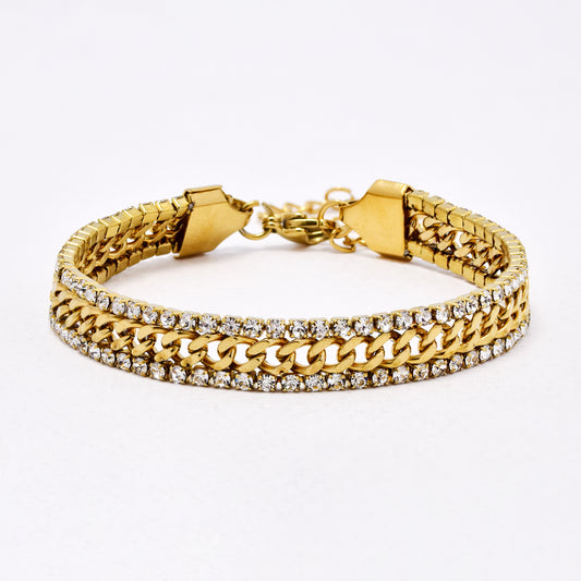 SSYB6654 - St Steel 17cm + 5cm x 8mm curb tennis bracelet