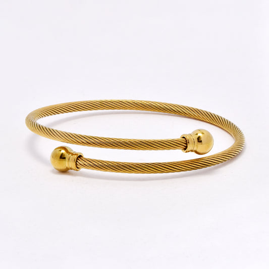 SSYB6762 - St Steel 3mm wide wire wrap bangle