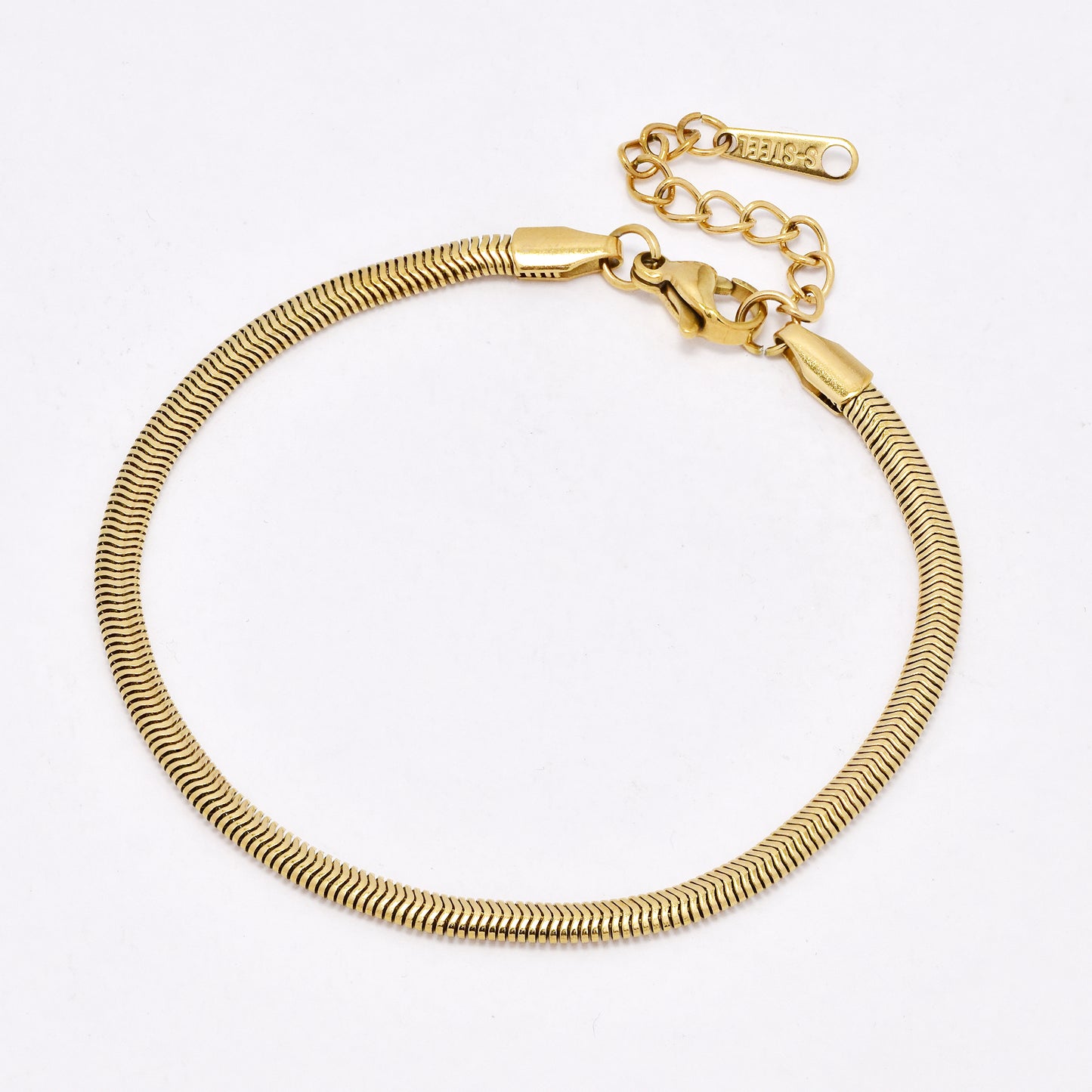 SSYB6764 - Steel 17cm + 3cm x 3mm snake bracelet