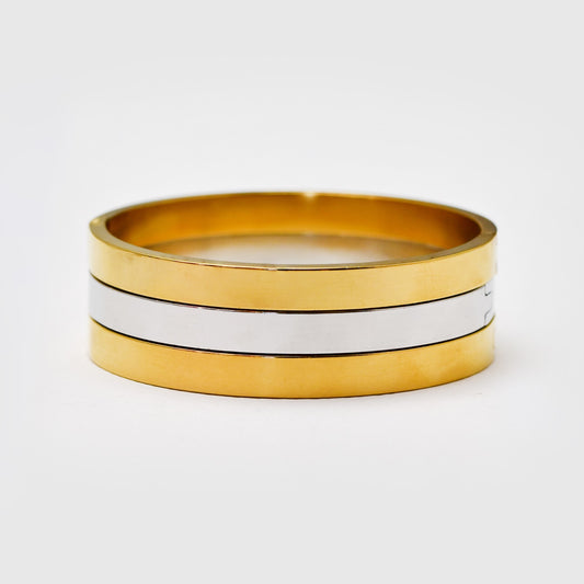 SSYB6774 - Steel 56mm x 6mm 3 piece round hinged bangle set