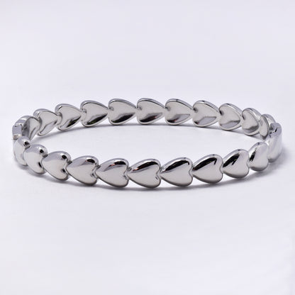 SSYB6789 - Steel 60mm x 51mm x 6.5mm heart oval hinged bangle