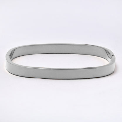 SSYB6791 - Steel 61mm x 50mm x 6mm rounded rectangular hinged bangle