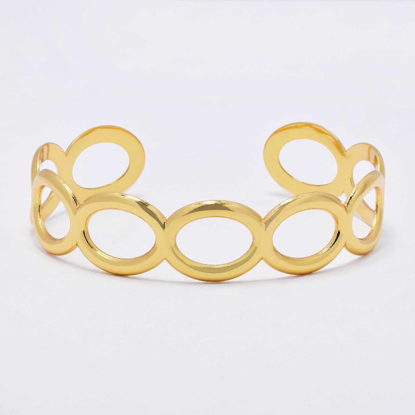 SSYB6842 - Steel round cutout cuff bangle