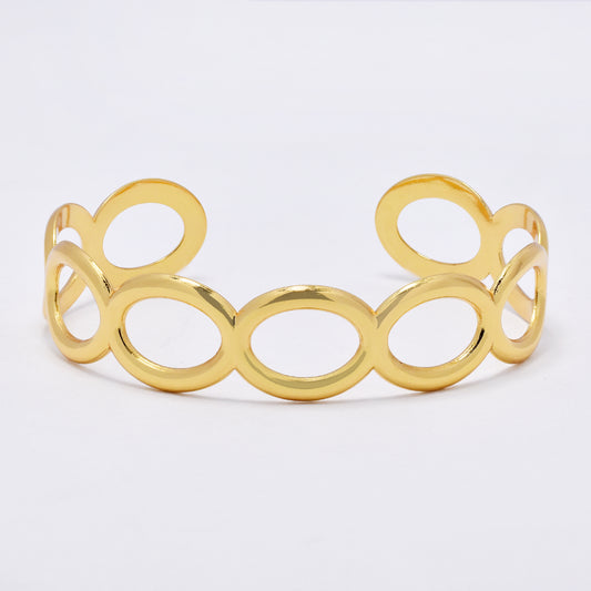 SSYB6842 - Steel round cutout cuff bangle