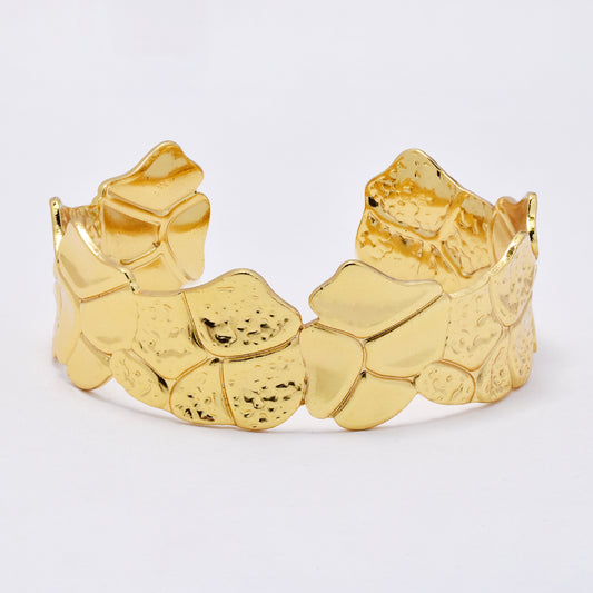 SSYB6843 - Steel flower cuff bangle