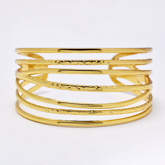 SSYB6844 - Steel multi strand cuff bangle