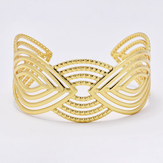 SSYB6845 - Steel line detail cuff bangle