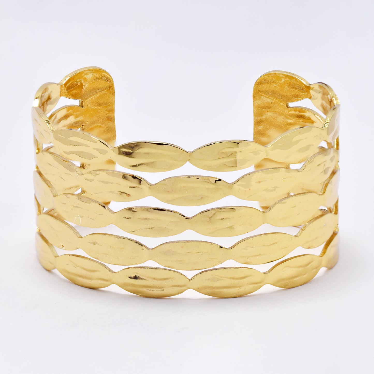 SSYB6849 - Steel multi layered cuff bangle