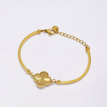 SSYB6864 - Steel small size four-leaf clover bracelet