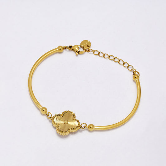 SSYB6864 - Steel small size four-leaf clover bracelet