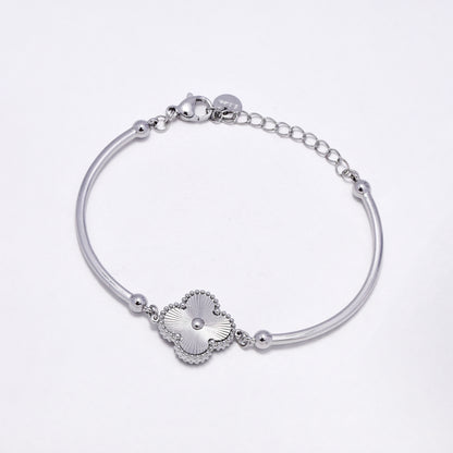 SSYB6864 - Steel small size four-leaf clover bracelet