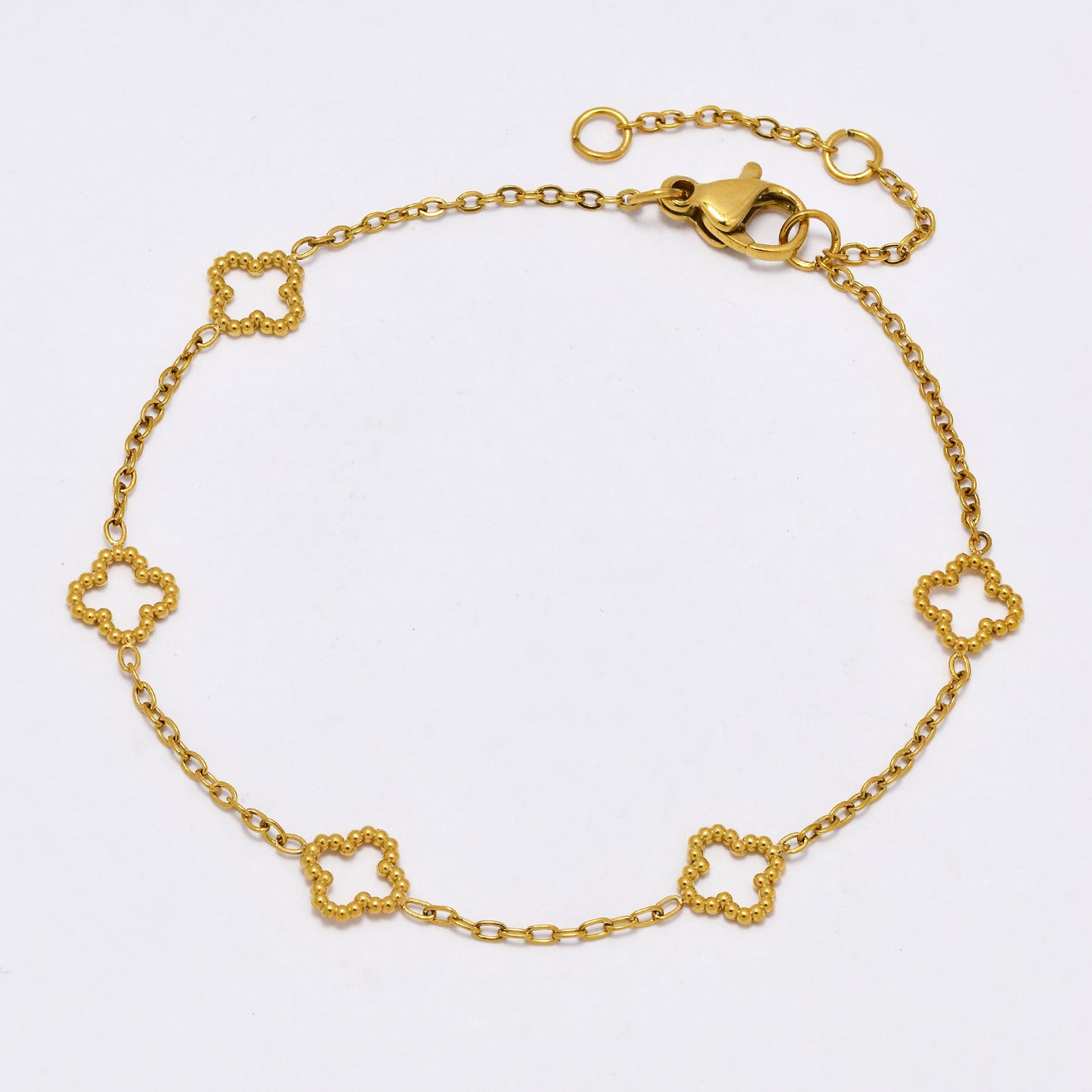 SSYB6887 - Steel cutout four-leaf clover bracelet