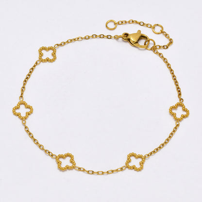 SSYB6887 - Steel cutout four-leaf clover bracelet