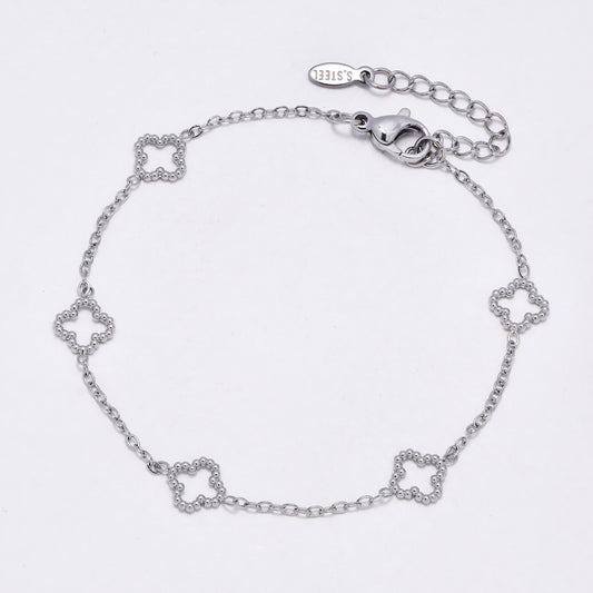 SSYB6887 - Steel cutout four-leaf clover bracelet