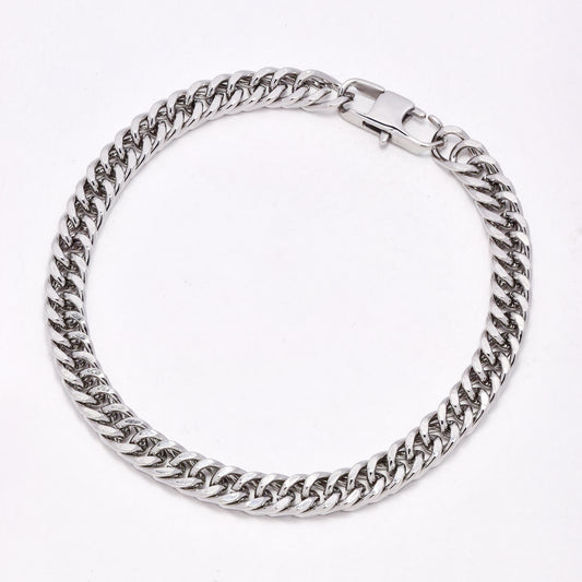 SSYB6923 - St Steel 6mm x 21cm tight curb bracelet
