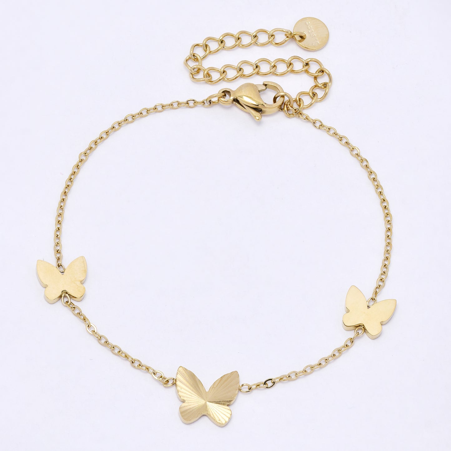 SSYB6964 - Steel 15cm + 5cm butterfly bracelet