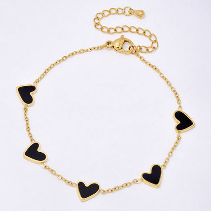 SSYB6969 - Steel 17.5cm x 5mm enamel heart bracelet