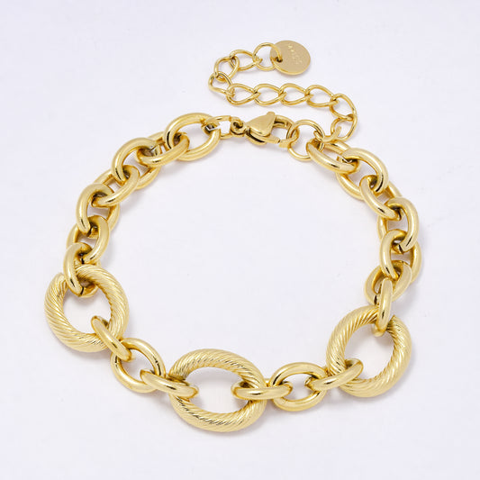 SSYB6982 - Steel 17.8cm + 5mm x 13.5mm chunky anchor link bracelet