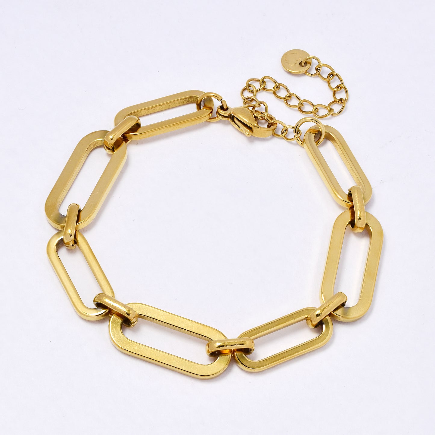 SSYB6984 - Steel 18cm + 5cm x 10mm chunky paperclip bracelet