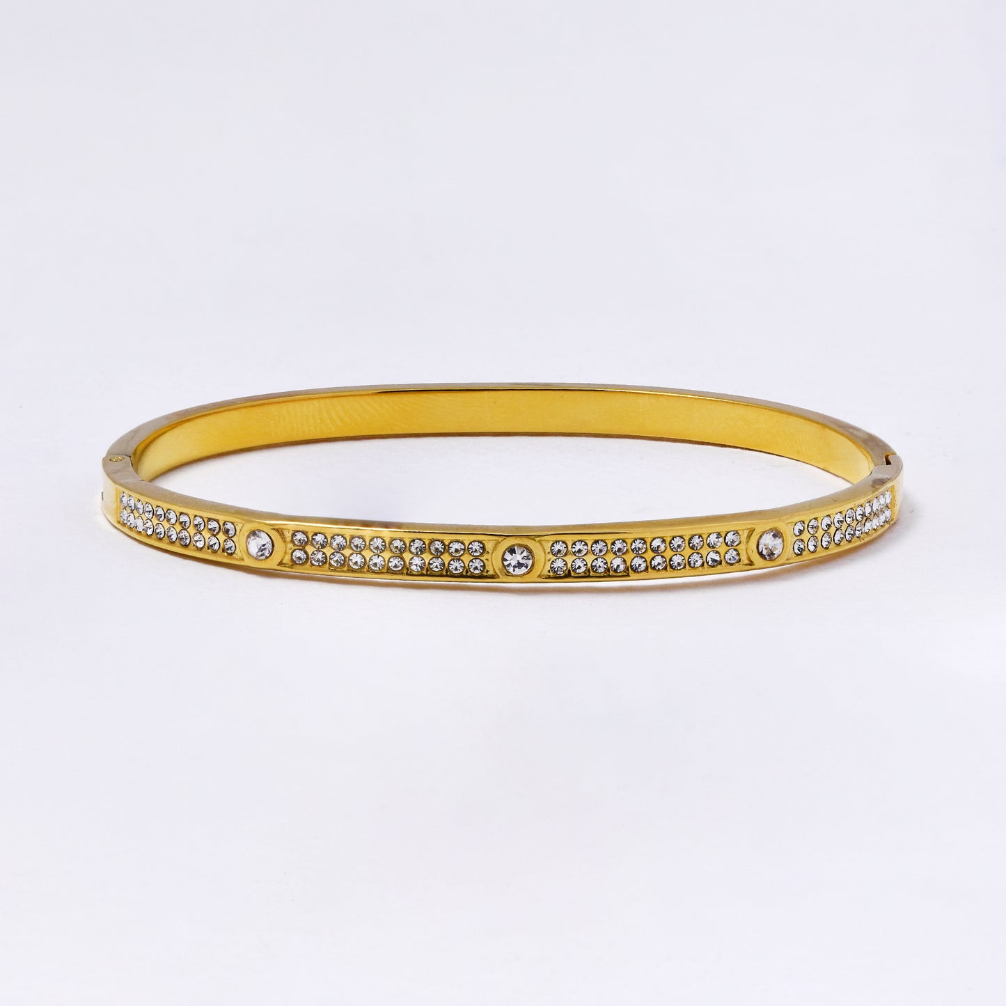 SSYB6986 - Steel 59mm x 50mm x 4mm CZ hinged bangle