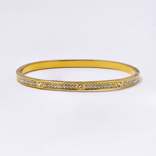 SSYB6986 - Steel 59mm x 50mm x 4mm CZ hinged bangle