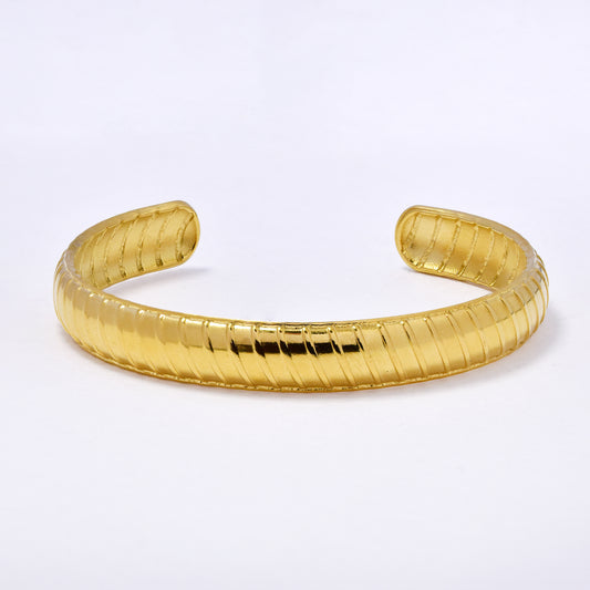 SSYB6988 - Steel 57mm x 9mm lined cuff bangle