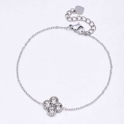SSYB7118 - Steel 18cm + 3.5cm CZ flower bracelet