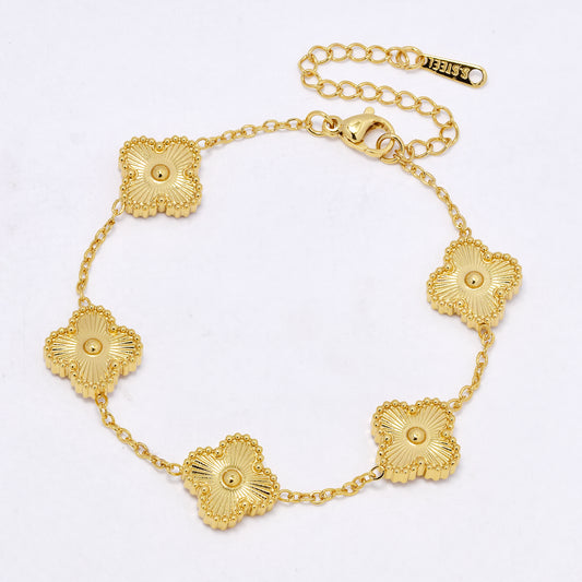 SSYB7124 - Steel 18cm + 5cm four-leaf clover bracelet