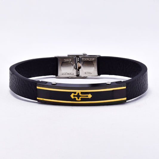 SSYB7130 - Steel 22cm x 10mm rubber cross bracelet