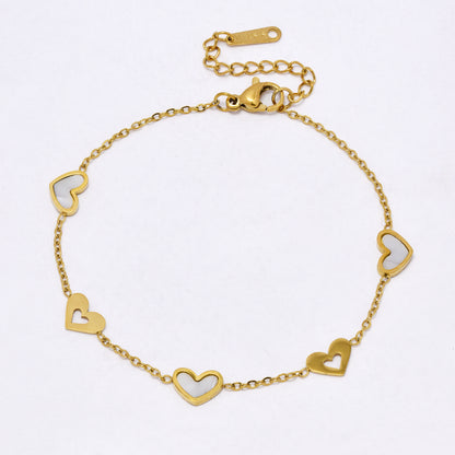 SSYB7161 - Steel 18cm + 3cm enamel heart bracelet