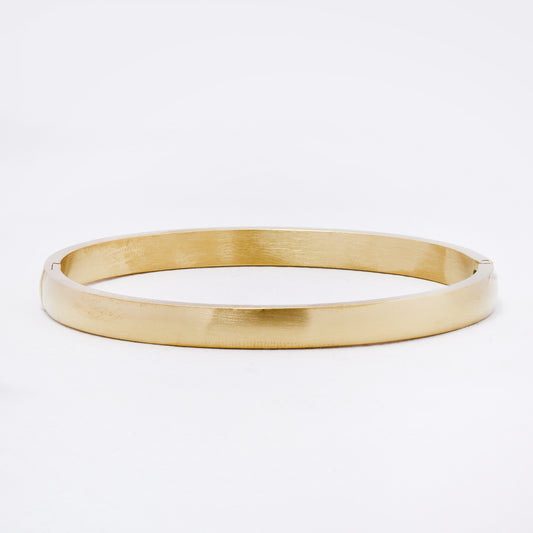 SSYB7244 - Steel 61mm x 50mm x 6mm brushed domed hinged bangle