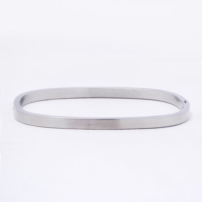 SSYB7248 - Steel 60mm x 50mm x 4mm brushed hinged square bangle