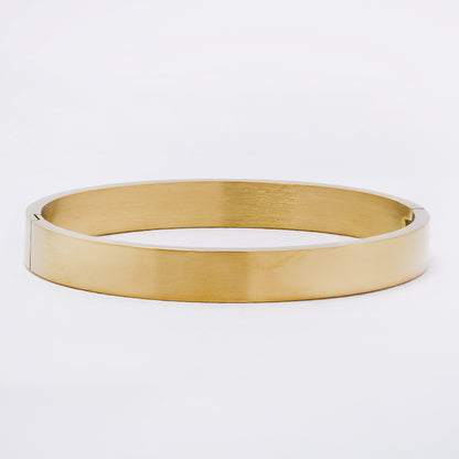 SSYB7251 - Steel 59mm x 50mm x 8mm brushed flat hinged bangle