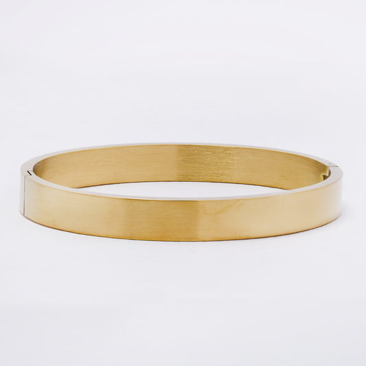 SSYB7251 - Steel 59mm x 50mm x 8mm brushed flat hinged bangle
