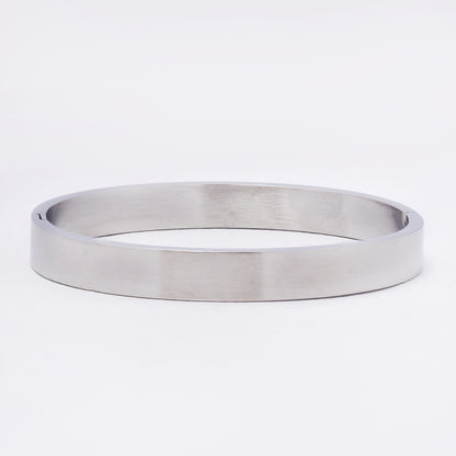 SSYB7251 - Steel 59mm x 50mm x 8mm brushed flat hinged bangle