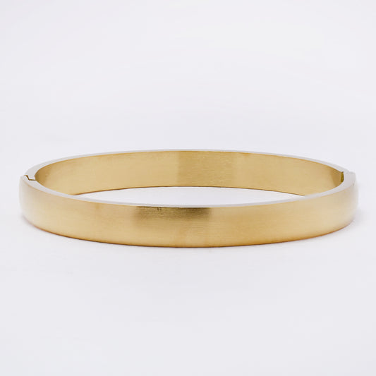SSYB7252 - Steel 60mm x 50mm x 7.5mm brushed domed hinged bangle