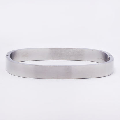 SSYB7253 - Steel 61mm x 50mm x 8mm brushed hinged square bangle