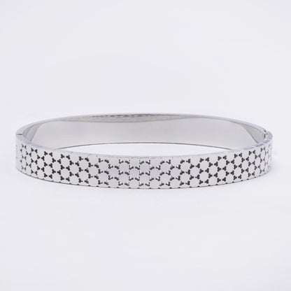 SSYB7257 - Steel 61mm x 49mm x 7.5mm lattice hinged bangle