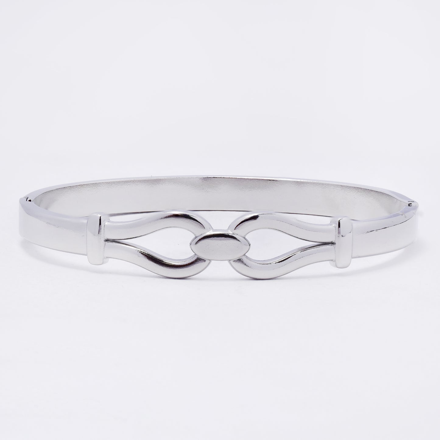 SSYB7258 - Steel 61mm x 50mm x 11mm double loop hinged bangle
