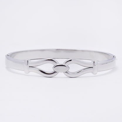 SSYB7258 - Steel 61mm x 50mm x 11mm double loop hinged bangle