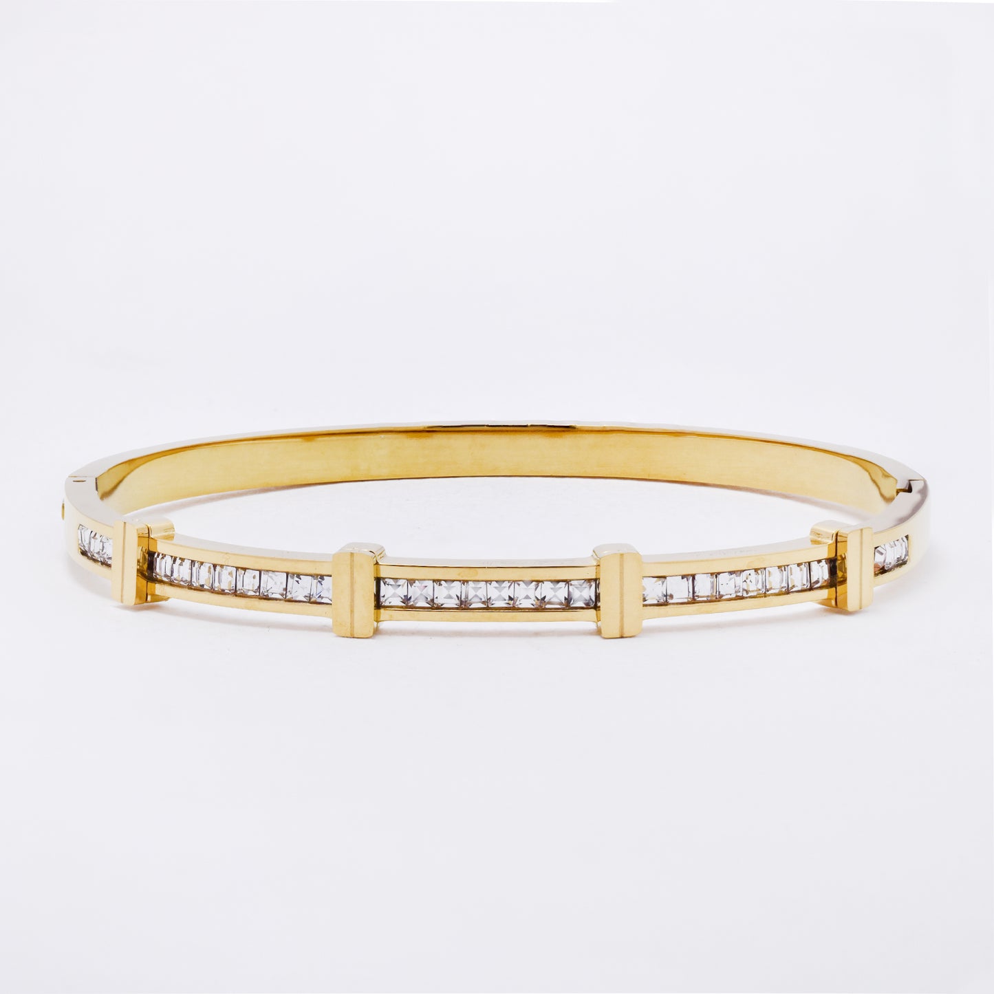 SSYB7267 - Steel 60mm x 51mm x 6mm CZ hinged bangle