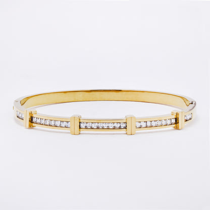 SSYB7267 - Steel 60mm x 51mm x 6mm CZ hinged bangle