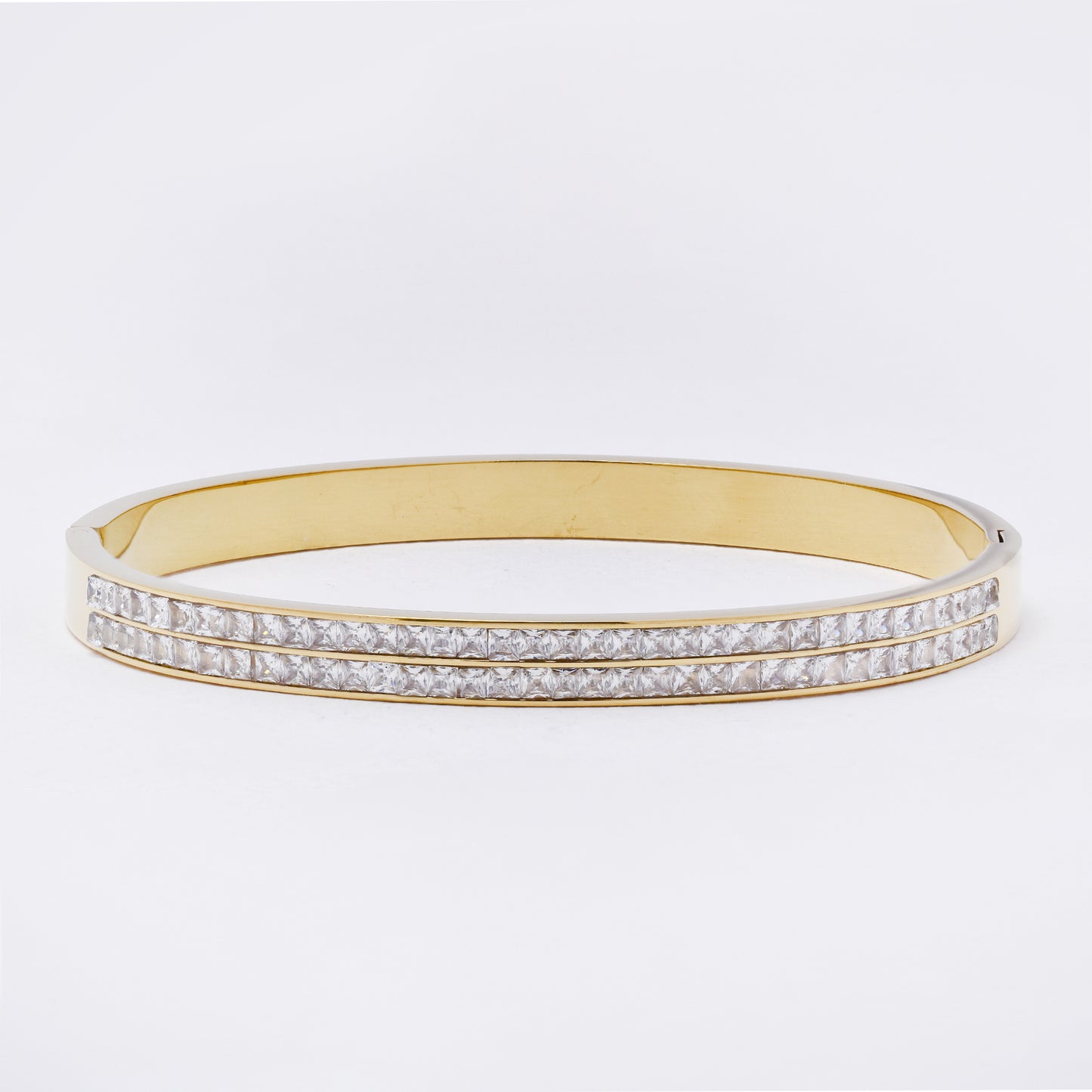 SSYB7270 - Steel 62mm x 49mm x 6mm CZ hinged bangle