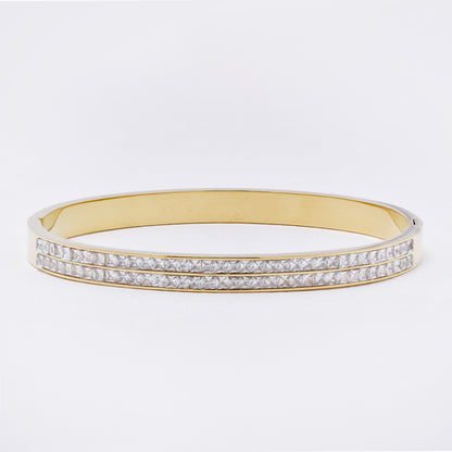 SSYB7270 - Steel 62mm x 49mm x 6mm CZ hinged bangle